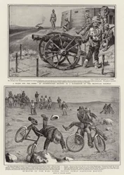 A Snare for the Boers, an Indispensable Feature at a Blockhouse on the Transvaal Railway, Humours of the War, Boers trying newly captured Mounts